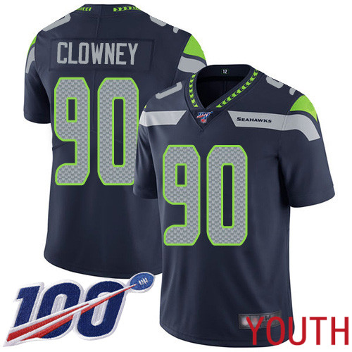 Seattle Seahawks Limited Navy Blue Youth Jadeveon Clowney Home Jersey NFL Football #90 100th Season Vapor Untouchable->women nfl jersey->Women Jersey